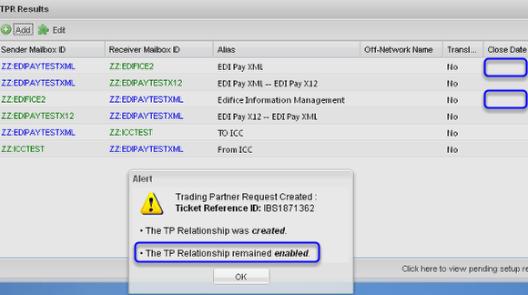 Example Result: The TPR was Created and remained Enabled.