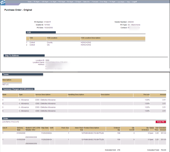 Example [ View in Helper App ] for an EDI purchase order in an EDI editor